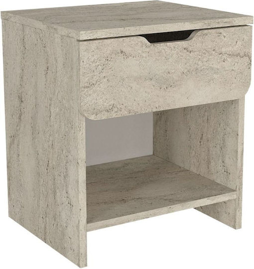 Mida Wooden Ecru Bedside Table 45x40x52cm