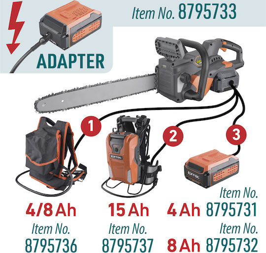 Extol Motoferăstrău cu Acumulator Solo Brushless 60 V 4,4 kg cu Lamă de 51 cm