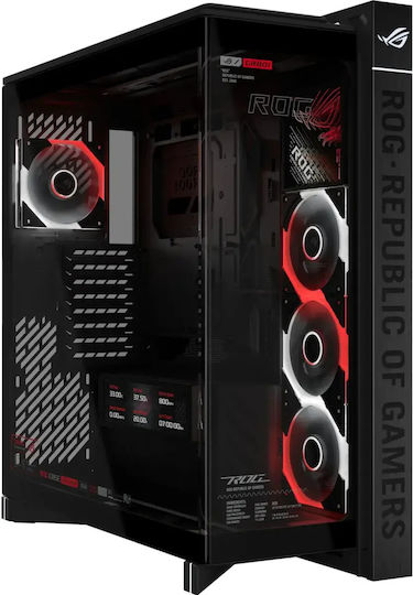 ROG Cronox Gaming Midi Tower Computer Case with Side Window Black