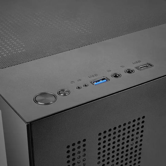 Mars Gaming MC-CUBE Gaming Midi Tower Computer Case with Side Window and RGB Lighting Black