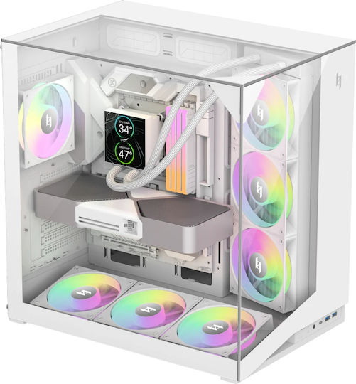 NEX C56 VC WH Gaming Midi Tower Computer Case with Side Window White