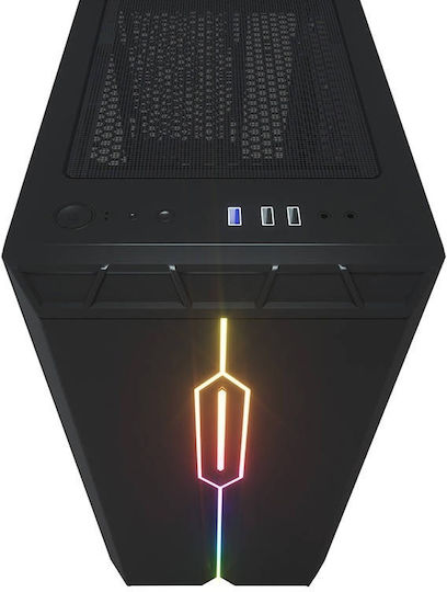 Darkflash DLM23 Gaming Midi Tower Computer Case with Side Window and RGB Lighting Black