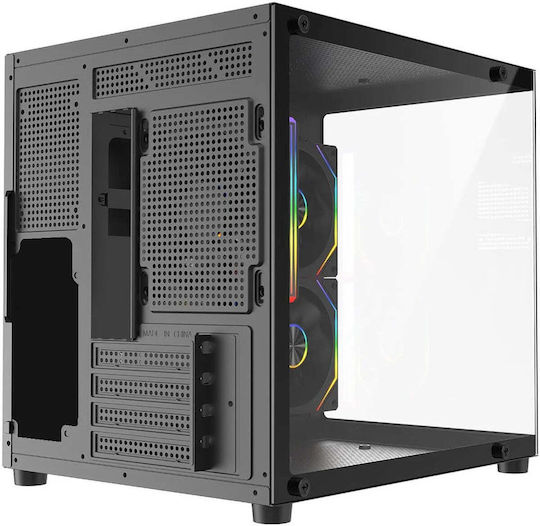 Rampage LUMID Gaming Mini-Turm Computergehäuse mit Seitenfenster Schwarz
