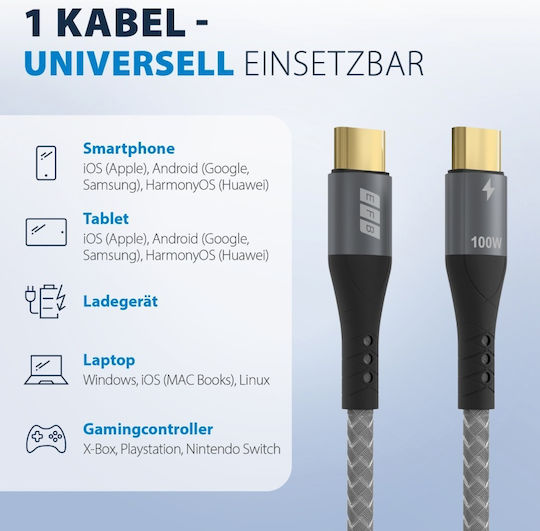 EFB USB 2.0 Kabel USB-C Männlich - USB-C 100W Power Delivery 2m USB-CC-00003