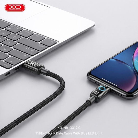 XO Braided / LED USB 2.0 Cable USB-C male - USB-C 240W PD Μπλε 1m 16.005.0419