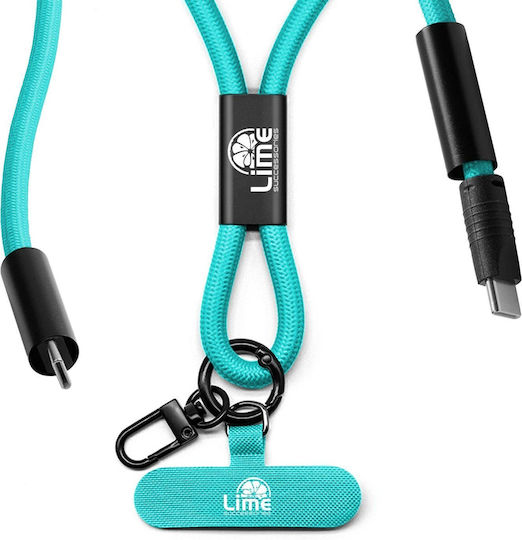 Lime Плетен кабел USB-C мъжки - USB-C 68W Зелен 1.5m