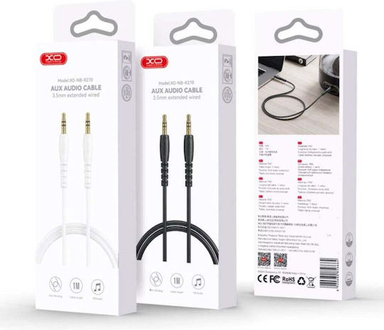 XO Καλώδιο Ήχου 3.5mm male - 3.5mm male Λευκό 1m με Επίχρυσους Ακροδέκτες XO-856671