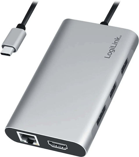 LogiLink USB хъб 7 порта USB 3.2 с USB-C Сребрист