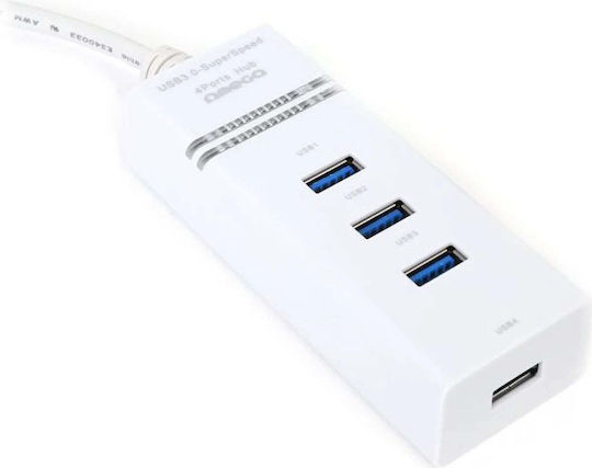 Omega OUH34 4-Port USB 2.0 Hub with USB-A Connection White