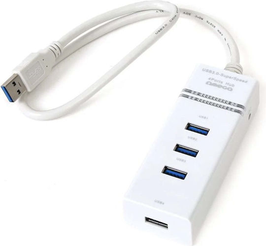 Omega OUH34 4-Port USB 2.0 Hub with USB-A Connection White