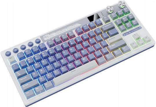 Royal Kludge RK M87 Ασύρματο Gaming Μηχανικό Πληκτρολόγιο 75% με Custom Cream διακόπτες και RGB φωτισμό (Αγγλικό US) Μπλε