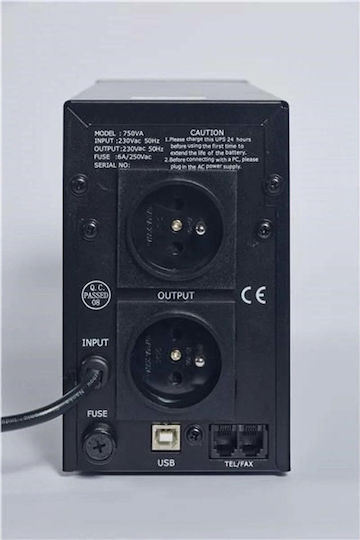 Eurocase EA200LED UPS Line-Interactive 750VA 450W with 2 AC Outlets