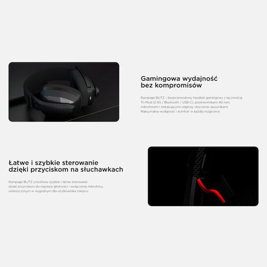 Blitz Ασύρματο On Ear Gaming Headset με σύνδεση Bluetooth / USB για PC / PS4 / PS5