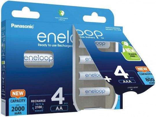 Panasonic Eneloop Wiederaufladbare Batterien AA Ni-MH 2000mAh 4er Pack