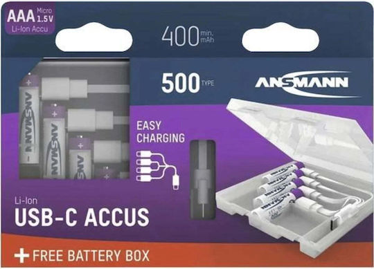 Ansmann Baterii Reîncărcabile AAA Li-ion 400mAh 1.5V 4 Bucăți
