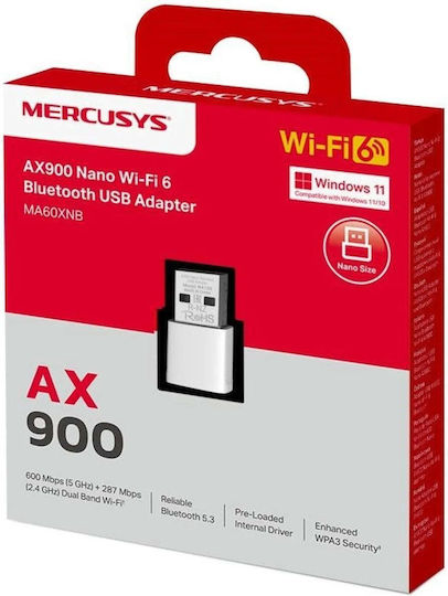 Mercusys Mercusys Ma60xnb Ax900 Nano Wi-fi 6 Bluetooth Usb Network Accessory Adapter