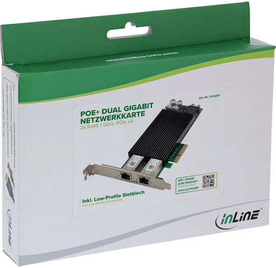 Inline Dual Gigabit 2x Rj45 1 Gb S PCI-e x4 Poe+ Netzwerkkarte