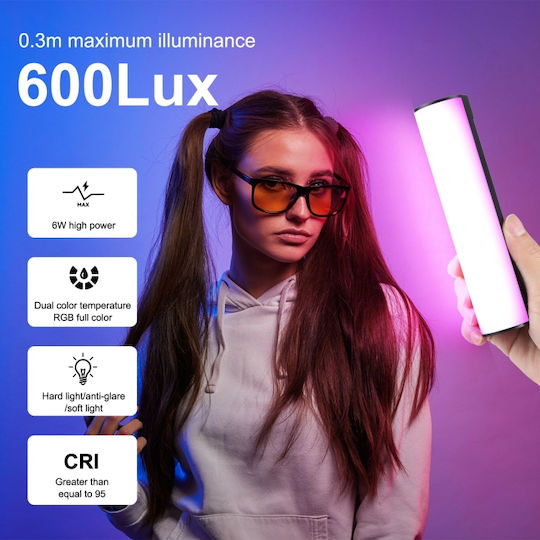 Puluz Panou LED 6W RGB cu luminozitate 600 Lux