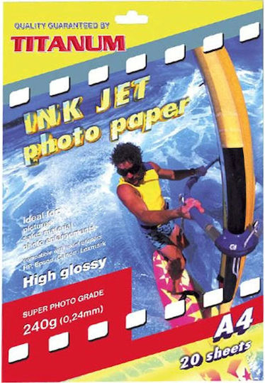 Titanum Photo Paper Highgloss A4 (21x30) 240gr/m² for Printers Inkjet 20 Sheets