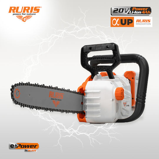 Ruris 2744e – Brushless Chainsaw 2x20v 40v 400 Mm Bar 25 M S 2 X 4ah Batteries Included