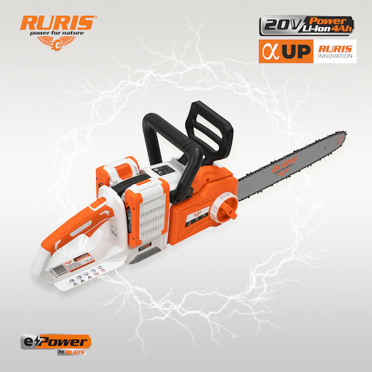 Ruris 2744e – Brushless Chainsaw 2x20v 40v 400 Mm Bar 25 M S 2 X 4ah Batteries Included
