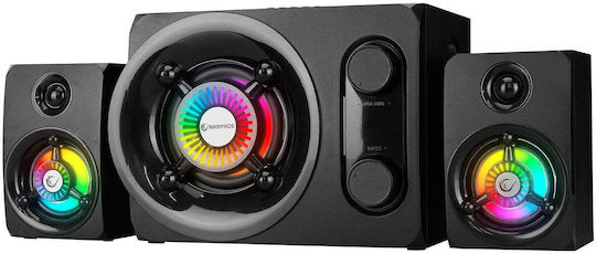 Rampage RMS-G8 Ηχεία Υπολογιστή 2.1 με RGB Φωτισμό και Ισχύ 25W Μαύρα