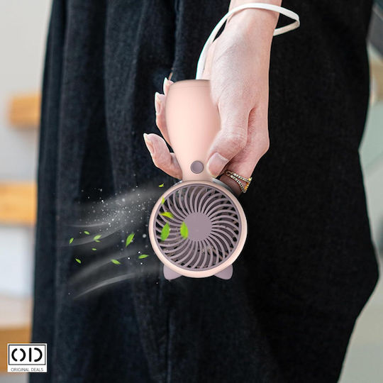 Ventilator de birou portabil, motor puternic și silențios, baterie litiu-ion, model pisică roz, 12 cm, oferte originale