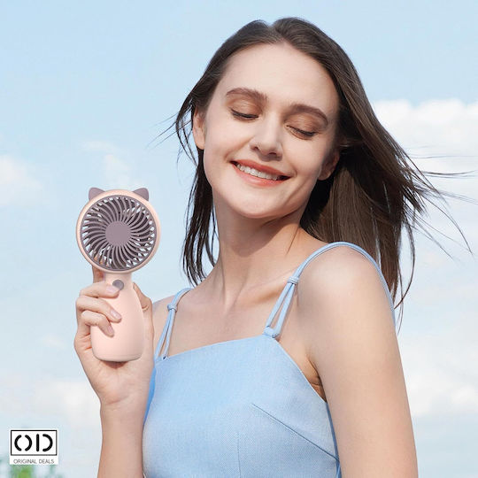 Ventilator de birou portabil, motor puternic și silențios, baterie litiu-ion, model pisică roz, 12 cm, oferte originale