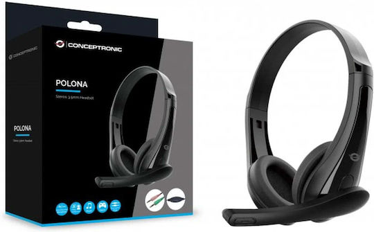 On Ear Multimedia Headset with Microphone and 3.5mm Jack Connection POLONA06B3T