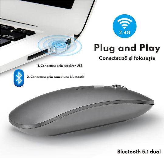 Mouse Bluetooth Ergonomic Wireless Dark Gray