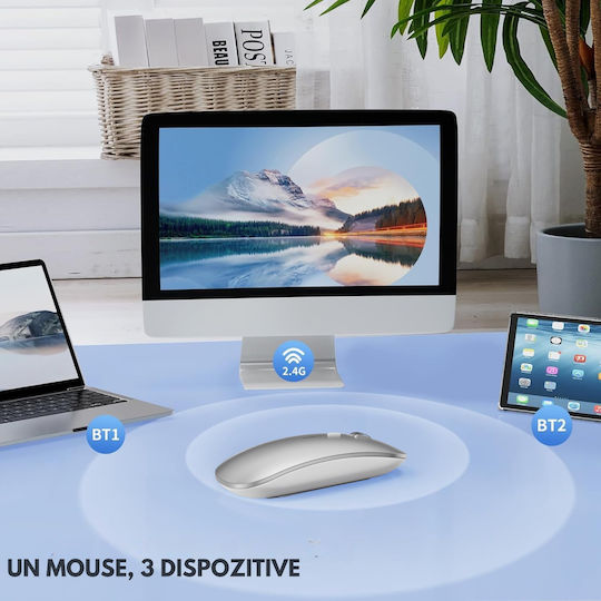 Mouse Bluetooth Ergonomic Wireless Gri Deschis