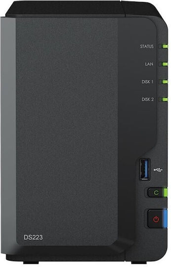 Synology DiskStation DS223 & 2x 6TB Plus Series NAS Turm 12TB HDD/SSD
