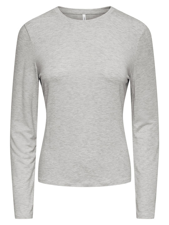 Only Onlcarrie Damen-Langarmbluse Light Grey Melange