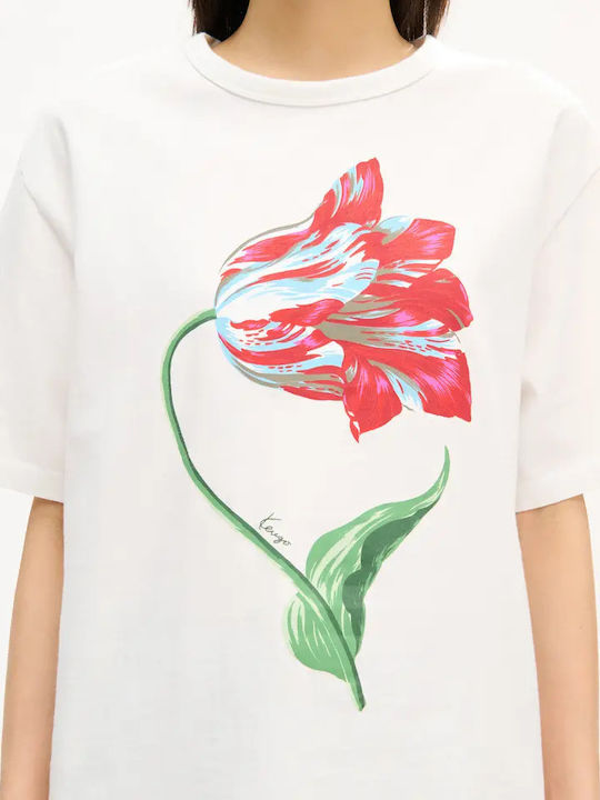 Tulip Women's Floral Off-White T-Shirt