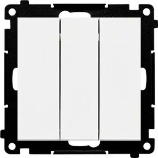 Kontakt-Simon Recessed Triple Wall Switch Without Frame White
