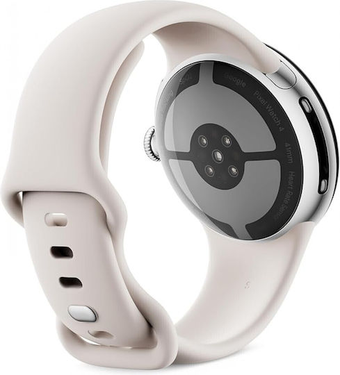 Google Pixel Watch 4 Aluminium 41mm με Παλμογράφο (Polished Silver Aluminium Case/Porcelain Active Band)
