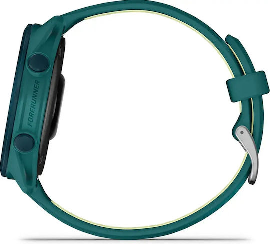 Garmin Forerunner 170 Music 43 mm Wasserdichte Smartwatch mit Herzfrequenzmesser (Petrolgrün Zitronengelb)