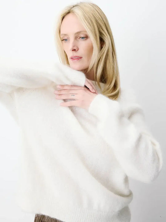 Anthemis Women's Long Sleeve Wool Sweater Petrol