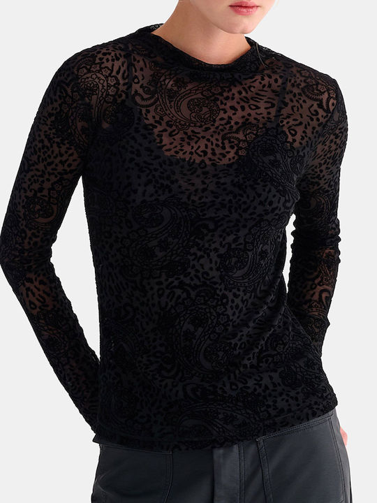 attrattivo Women's Long Sleeve Blouse Black