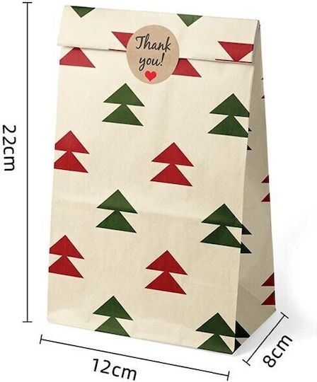 Weihnachtliche Papiertüte als Geschenkverpackung 22 x 8 x 12 cm 12 Stück