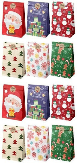 Weihnachtliche Papiertüte als Geschenkverpackung 22 x 8 x 12 cm 12 Stück