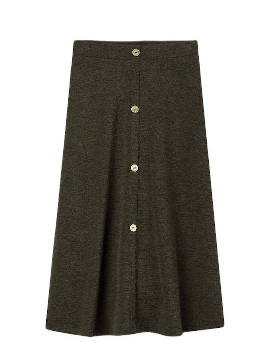 High Waist Midi Skirt Olive