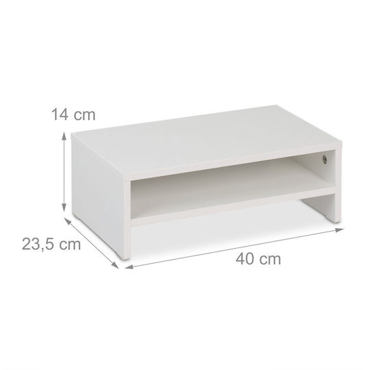 Relaxdays Suport de Monitor de Birou Alb (10050164)