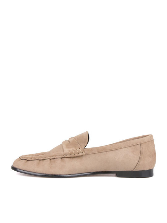 Suede Women's Loafers in Beige Colour