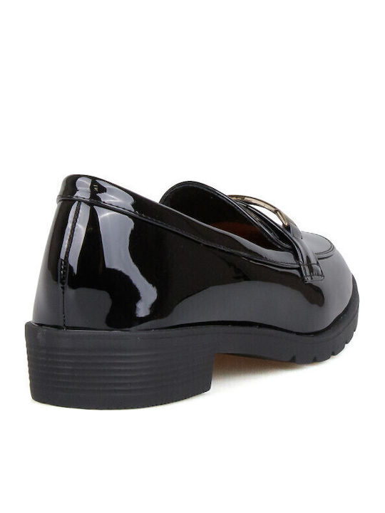 Patent Leather Women's Loafers in Black Colour