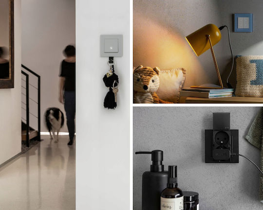 Kontakt-Simon Recessed Double Roller Shutter Wall Switch Without Frame Aller Retour Black