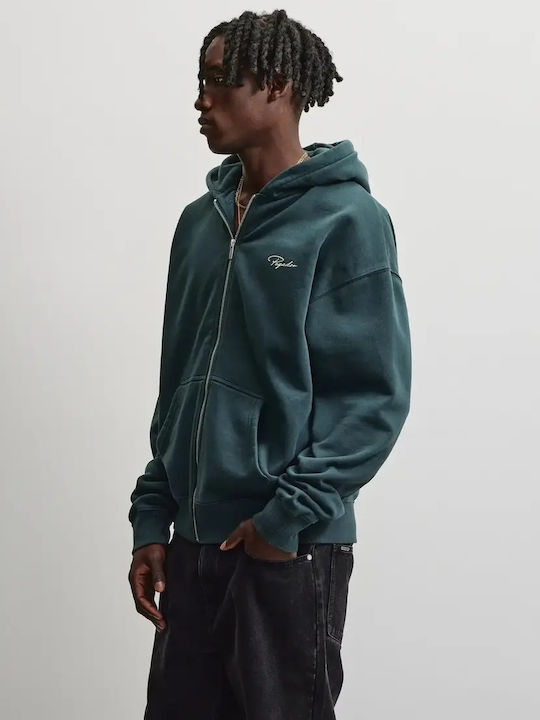 Суитшърт с качулка Washed Dark Teal Cream