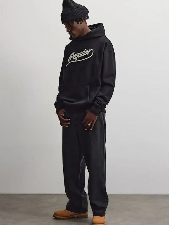 Φούτερ με Κουκούλα Washed Black