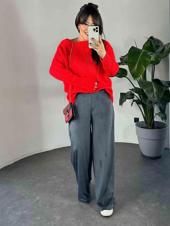 Women's Grey Fabric Trousers