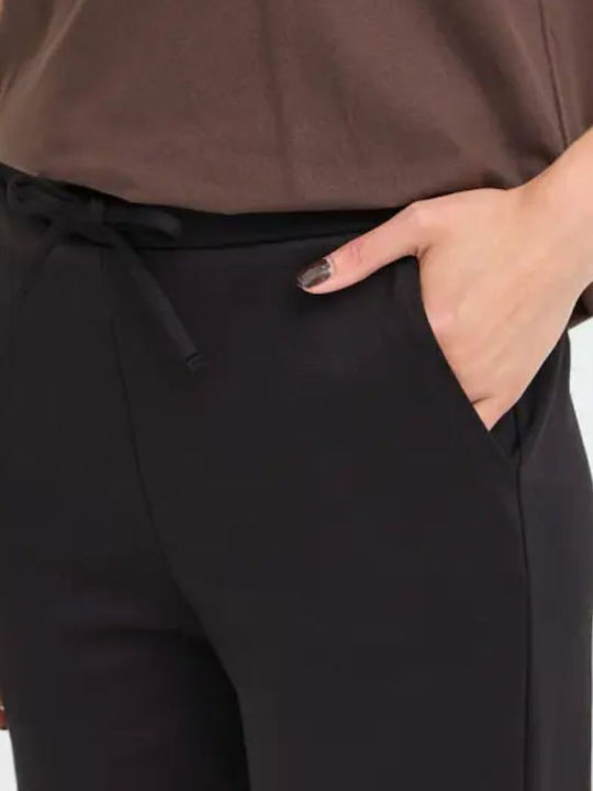 Pantaloni Dama din Material cu Croială Loose Negri